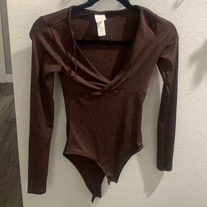 Brown body suit blouse